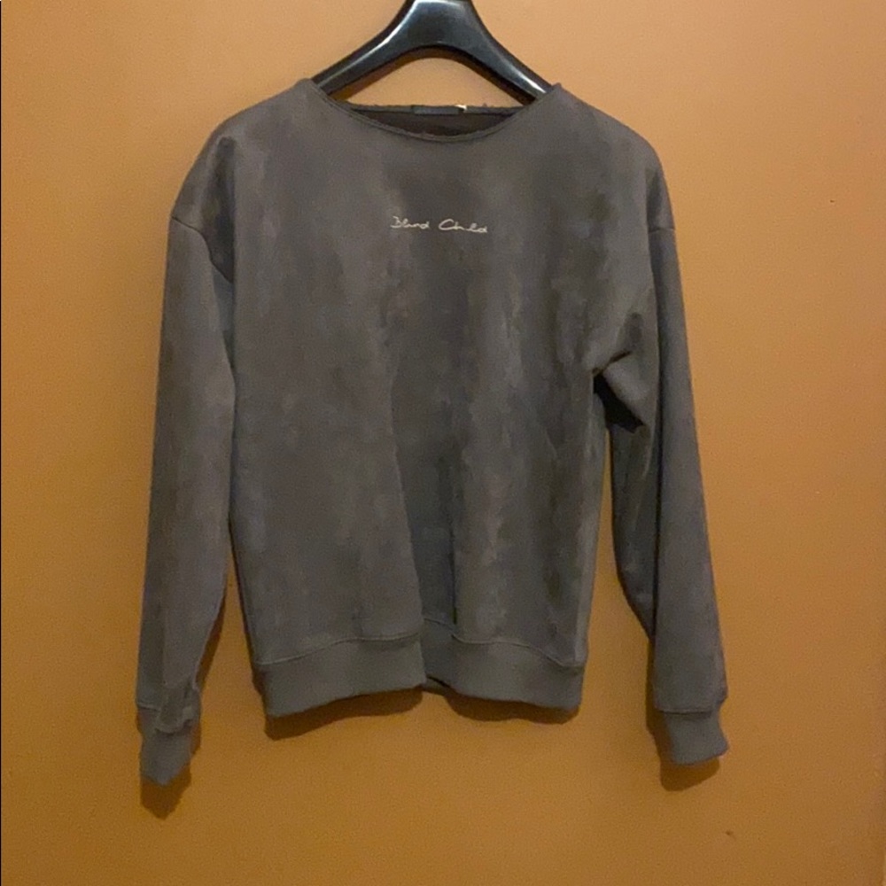 Platinum suede hood-less pull over